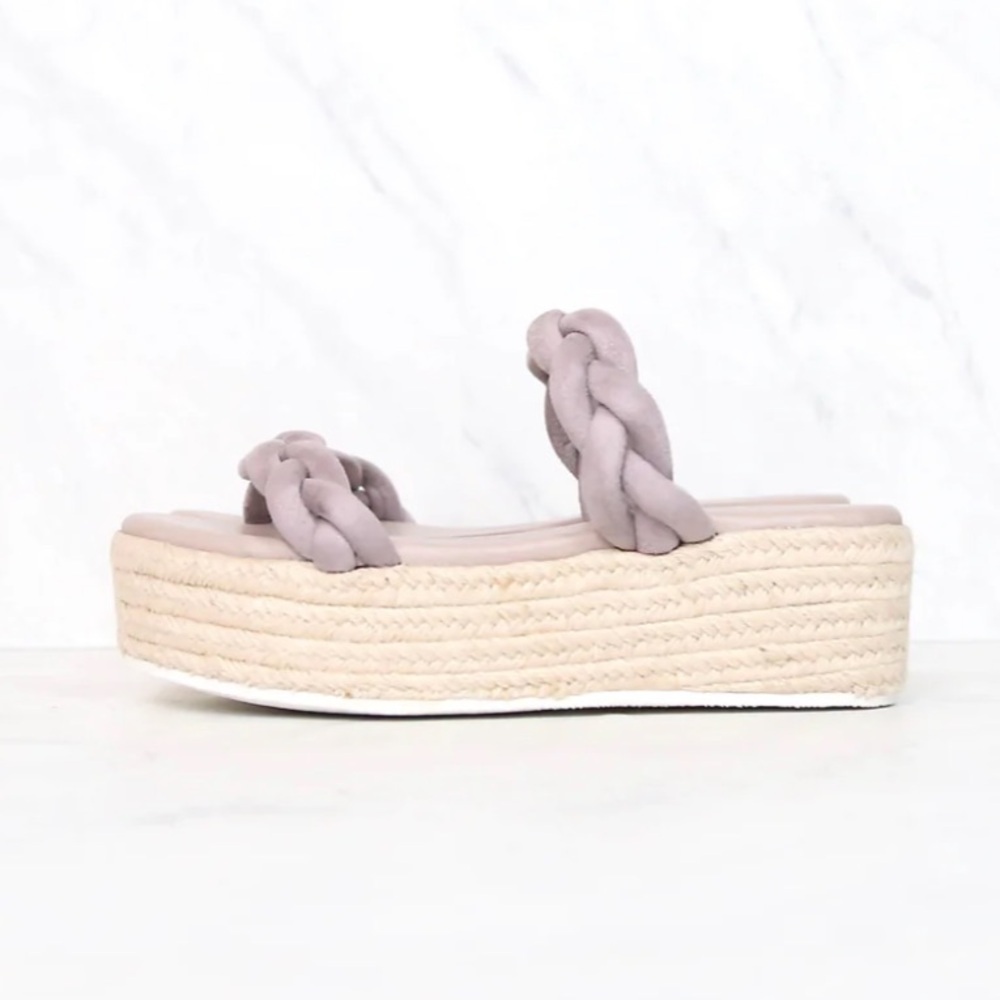 Sbicca Braided Gray/Lilac Espadrille Platform Sandal Size 7.5 - Picture 3 of 8